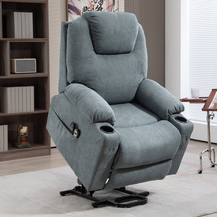 Quick Assemble Lift Chair with Vibration Massage and Heat - Recliner with Cup Holders in Charcoal Grey - Ideal for Elderly and Individuals with Limited Mobility