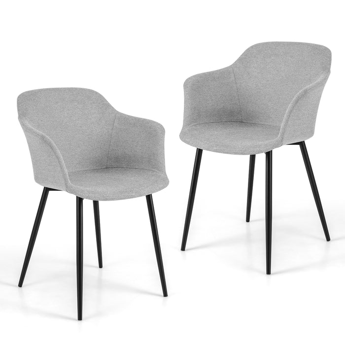 Set of 2 Dining Chairs With Ergonomic Design - Armrest and Backrest for Comfortable Seating - Perfect for Casual or Formal Dining Space in Off-White Finish