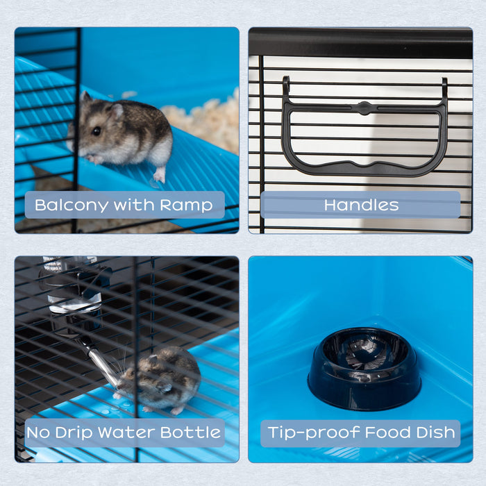 Compact Indoor Habitat for Guinea Pigs, Hamsters, Chinchillas - Includes Accessories, 80x48x58 cm, Light Blue - Perfect Home for Your Small Furry Friends