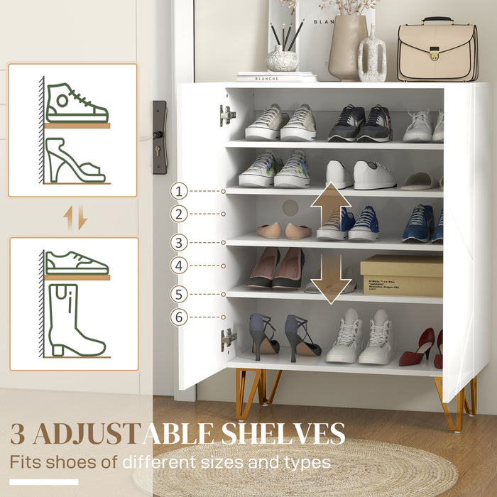 Slimline Shoe Organizer - Soft-Close Hinge Cabinet with Adjustable Racks, 15-20 Pair Storage Capacity - Space-Saving Footwear Solution for Entryways and Closets