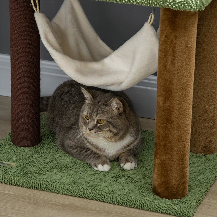 100cm Cat Tree Tower - Mushroom Condo, Sisal Scratching Post, Hammock Activity Center - Ideal for Playful Cats & Kittens