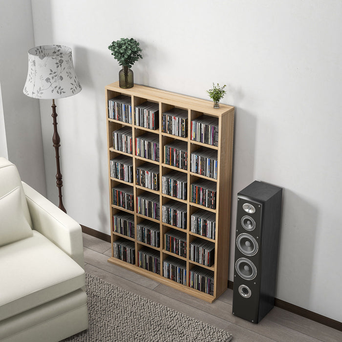 Adjustable CD Storage Unit - Spacious 89 x 130.5 cm Shelving Solution with Natural Wood Finish - Ideal Organizer for Music Enthusiasts and Collectors