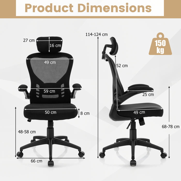 Ergonomic Mesh Office Chair with Adjustable Headrest and Height-