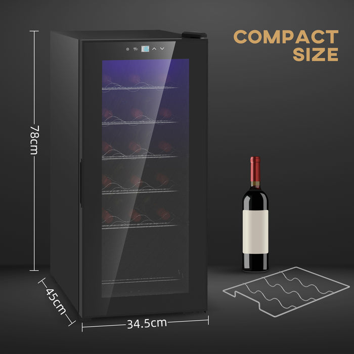 Undercounter Wine Cooler - 35cm Freestanding Fridge with Digital Temperature Control and LED Light - Glass Door Storage for 18 Bottles, 50L Capacity Ideal for Wine Enthusiasts