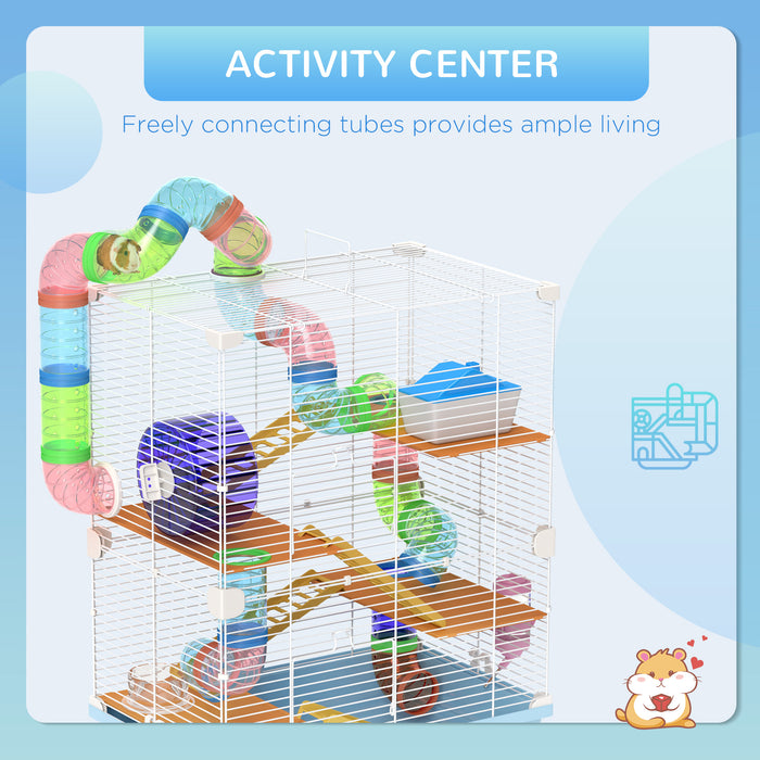 Aosom 5-Tier Hamster Cage - Spacious Pet Habitat with Exercise Wheels and Tunnel - Perfect for Active Hamsters and Small Rodents