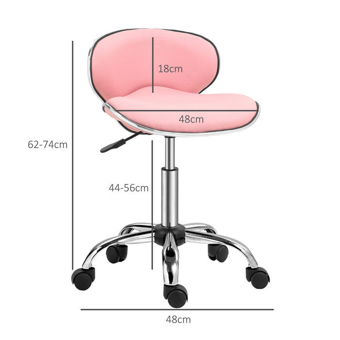 Adjustable Swivel Salon Stool - Comfortable Beauty Chair with Rolling Casters for Spa - Ideal for Beauty Professionals, Pink