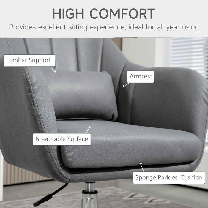 Adjustable Swivel Accent Chair - Contemporary Vanity Armchair with Lumbar Support and Armrests, Thick Cushion - Ideal for Living Room, Bedroom, or Office Comfort