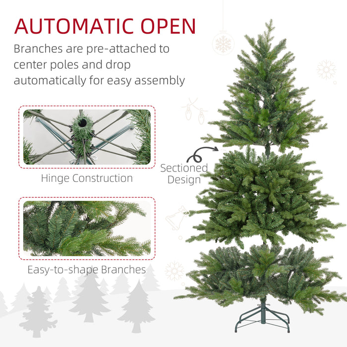 6ft Premium Faux Christmas Tree with 1821 Branch Tips - Sturdy Metal Stand, Lifelike Hinged Design - Perfect for Home or Office Holiday Decor