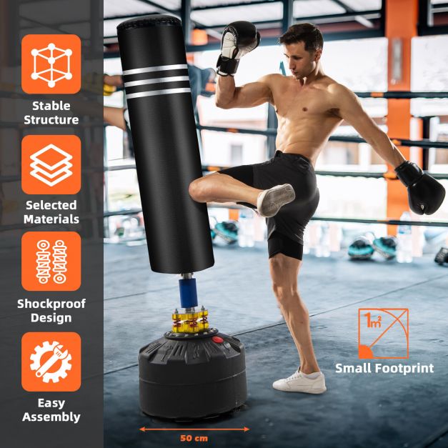 Kickboxing Training Equipment - Freestanding 175cm Tall Robust Bag - Perfect for Martial Arts Practice and Fitness Enthusiasts