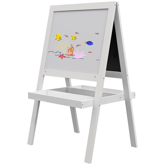 2-in-1 Toddler Art Easel - Double-Sided Whiteboard & Blackboard with Storage - Creative Play for Kids Aged 18-48 Months