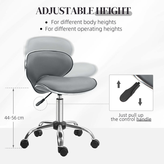 Comfortable Grey Salon Stool - Adjustable, Rolling, Swivel Seat for Beauty Spas - Ideal for Estheticians and Tattoo Artists