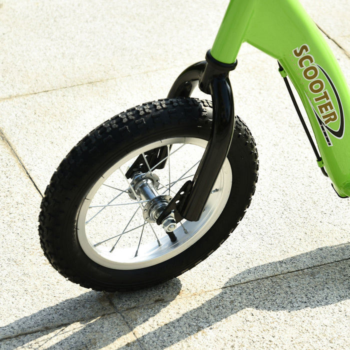 HOMCOM Teen Kids Stunt Scooter w/ Adjustable Handlebar, 12 Inch Rubber Tyres, Dual Brakes, Green | Aosom UK