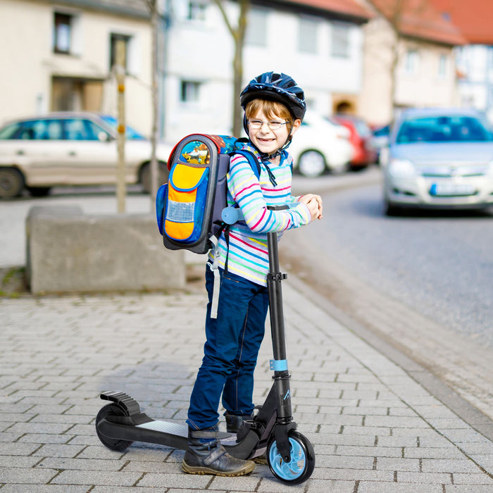 HOMCOM Folding Electric Scooter Adult E Scooter, 120W, with Rear Wheel Brake, 8km/h Maximum Speed, for Ages 6+ Years Old, Sky Blue | Aosom UK