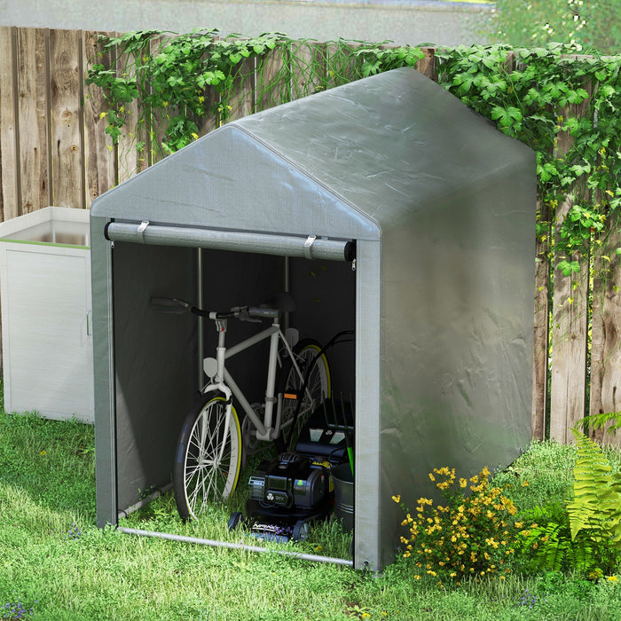 Portable Garden Storage Shed - 1.2 x 1.8m, Roll-up Door, Motorcycle & Bike Shelter - Ideal for Garden Tools & Outdoor Equipment Protection