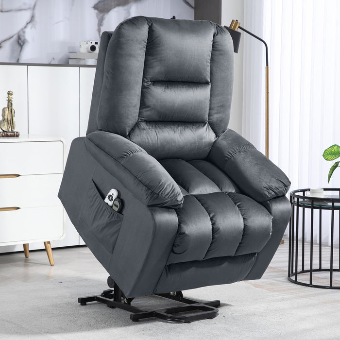 Electric Riser & Recliner Chair with Heat and Vibration Massage - Easy Assembly, Side Pockets in Modern Grey - Ideal for Elderly & Individuals with Limited Mobility