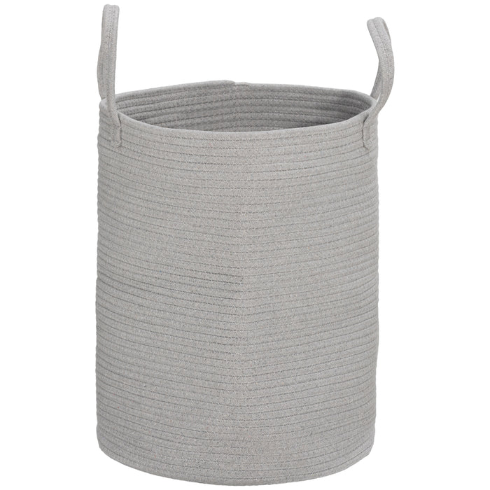 HOMCOM 36L Cotton Rope Laundry Basket, with Handles - Grey | Aosom UK