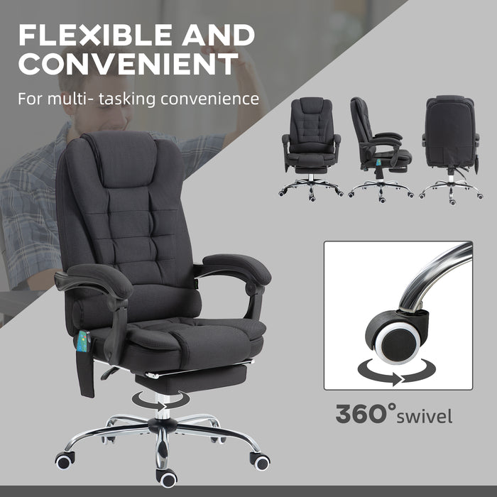 Ergonomic Heated Massage Office Chair with 6 Vibration Points - Comfortable Executive Chair in Black - Ideal for Stress Relief and Relaxation at Work