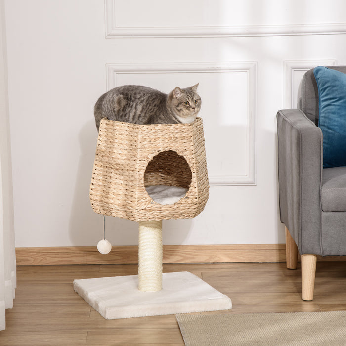 Climbing Activity Center for Cats - Multi-Level Kitten Tree Tower with Fluffy Cattail Bed, Condo & Sisal Scratching Posts - Ideal for Playful Kittens and Cats