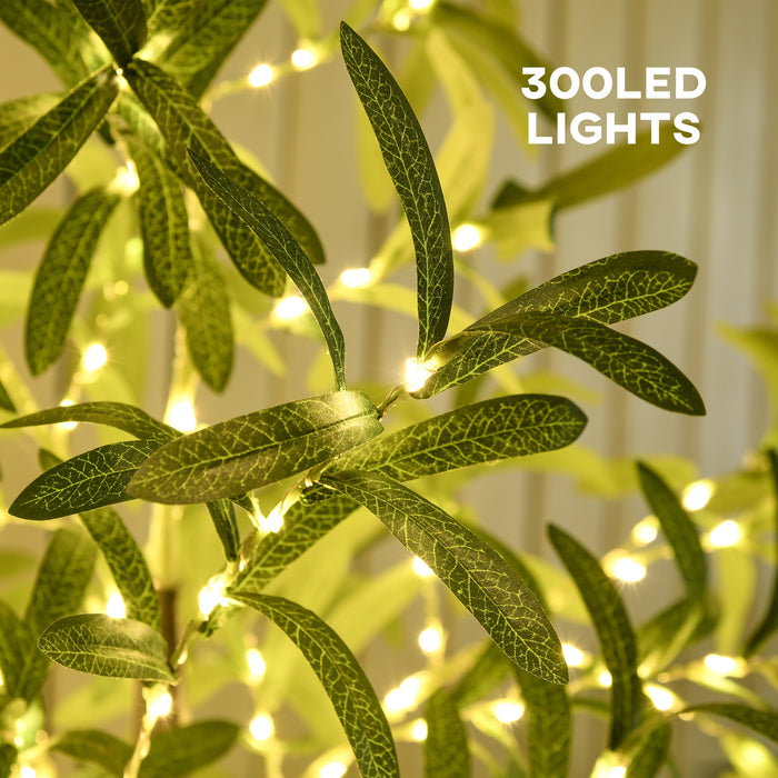 6ft Artificial Olive Tree Lamp with 300 LEDs - Warm White Twinkle for Indoor Ambiance - Perfect for Parties, Weddings, and Christmas Decor