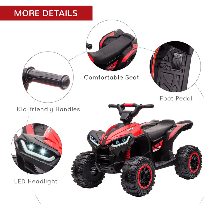 Electric 4-Wheeler ATV for Kids - 12V Ride-On Quad Bike with Music and Horn, Red - Suitable for Ages 3 to 5 Years