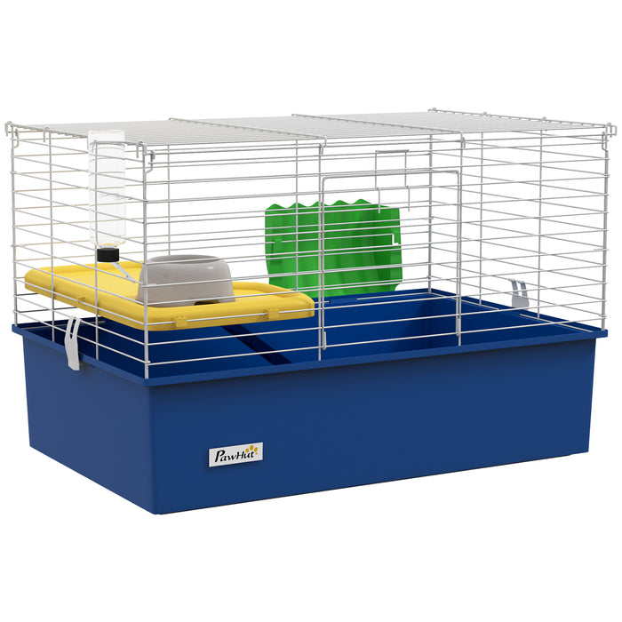 Small Animal Habitat for Chinchillas, Guinea Pigs, and Rabbits - Sturdy Pet Cage with Platform and Ramp, 71x46x47 cm, Vibrant Blue - Ideal Playhouse for Your Furry Friends