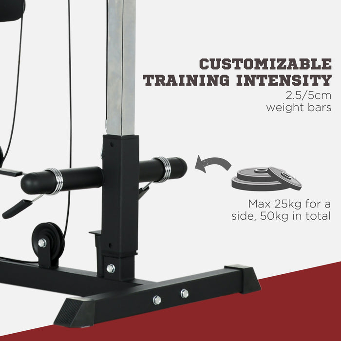 Adjustable Pull Up Station Power Tower - Chin Up, Lat Pulldowns & Multi-Function Fitness Equipment with Flip-Up Footplate - Ideal for Home Gym Strength Training