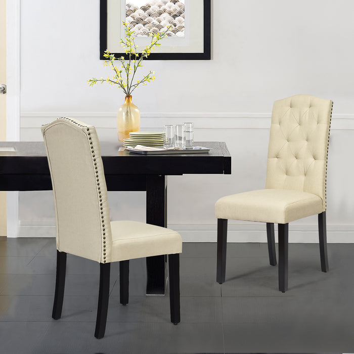 2-Piece Dining Chair Set - Ergonomic High Backrest, Beige Finish - Ideal for Comfortable Dining Experiences