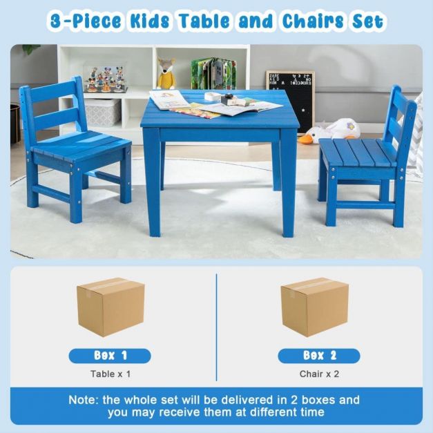 3-Piece Blue Set - Kids Dining and Painting Table & Chair - Perfect for Children's Art and Mealtime Events