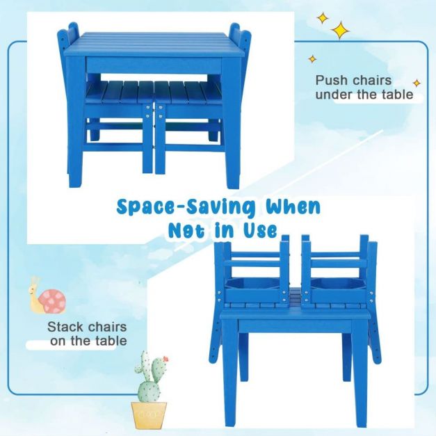 3-Piece Blue Set - Kids Dining and Painting Table & Chair - Perfect for Children's Art and Mealtime Events