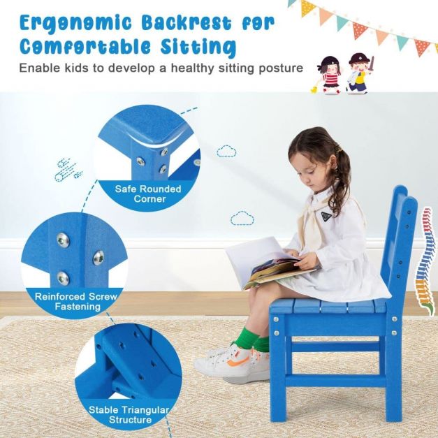 3-Piece Blue Set - Kids Dining and Painting Table & Chair - Perfect for Children's Art and Mealtime Events