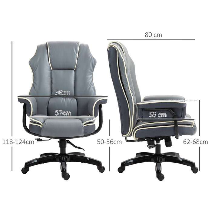 Ergonomic High Back Executive Chair - PU Leather, Reclining and Swivel Design for Workplace Comfort - Ideal Desk Seat for Home Office Use, Grey