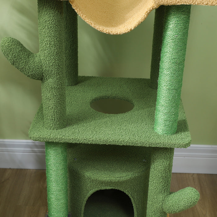 PawHut 225-255cm Height Adjustable Floor to Ceiling Cat Tree, Tall Cat Tower for Indoor Cats w/ Scratching Posts - Green | Aosom UK