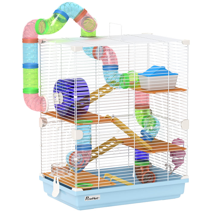 Aosom 5-Tier Hamster Cage - Spacious Pet Habitat with Exercise Wheels and Tunnel - Perfect for Active Hamsters and Small Rodents