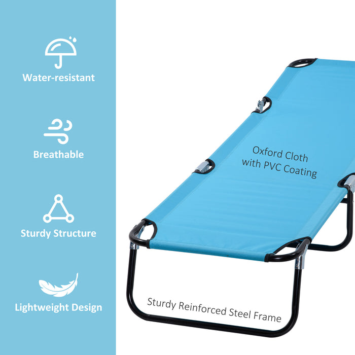 Foldable Sun Lounger Set of 2 - 5-Position Adjustable Outdoor Portable Recliner Chaise with Breathable Mesh - Ideal for Patio Relaxation and Sunbathing in Sky Blue