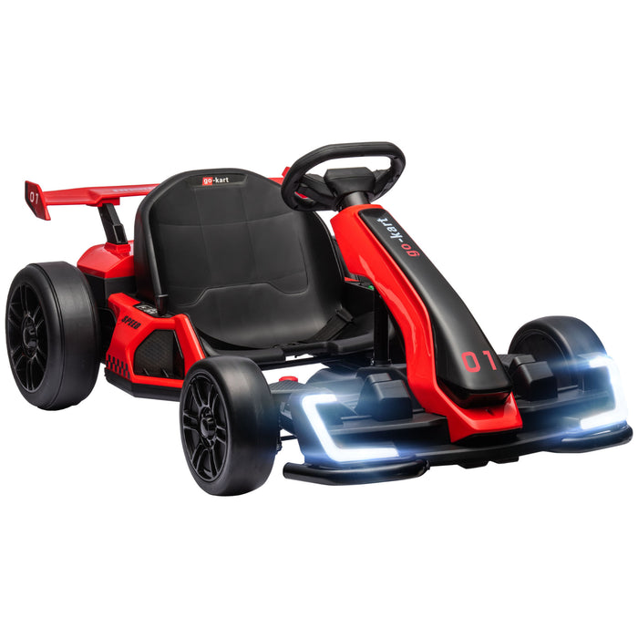 Electric Go Kart for Kids 6-12 - 24V Adjustable Seat Racing Cart in Red - Ideal Outdoor Fun for Young Drivers