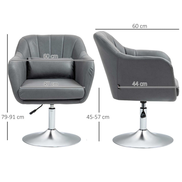 Adjustable Swivel Accent Chair - Contemporary Vanity Armchair with Lumbar Support and Armrests, Thick Cushion - Ideal for Living Room, Bedroom, or Office Comfort