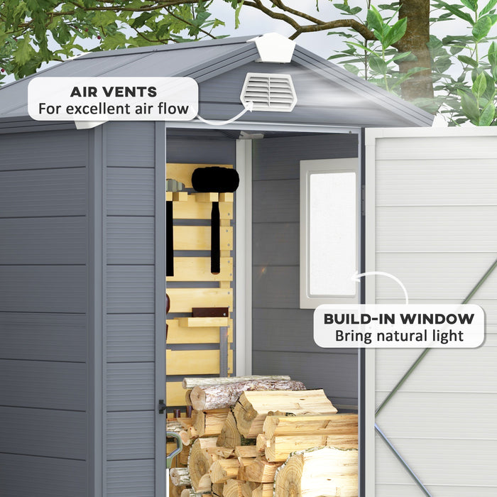 Outdoor Polypropylene Tool Shed 4x3 with Foundation Kit - Ventilated, Lockable Storage Unit for Garden Equipment - Ideal for Secure Organization in Any Backyard