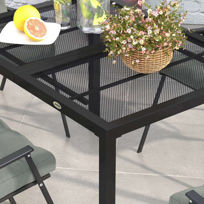 Metal Wire Top Steel Frame Garden Table - Durable Outdoor Furniture for Patio and Balcony - Elegant Grey Design for Modern Exterior Spaces