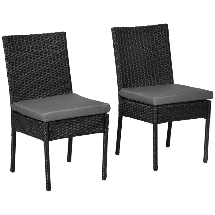 Armless Rattan Outdoor Seating Duo - Black Garden Chairs - Comfortable Patio Furniture Set for Relaxing Outdoors