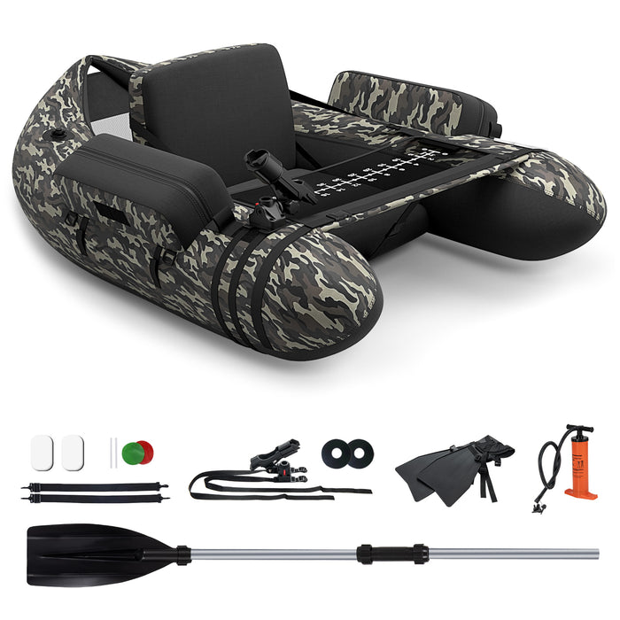 Inflatable Float Tube - Fishing, Pump, Paddle, and Storage Pockets Features - Ideal for Anglers and Outdoor Enthusiasts