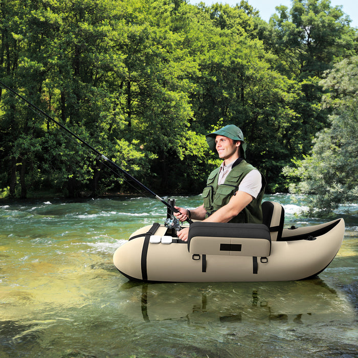 Inflatable Float Tube - Fishing, Pump, Paddle, and Storage Pockets Features - Ideal for Anglers and Outdoor Enthusiasts