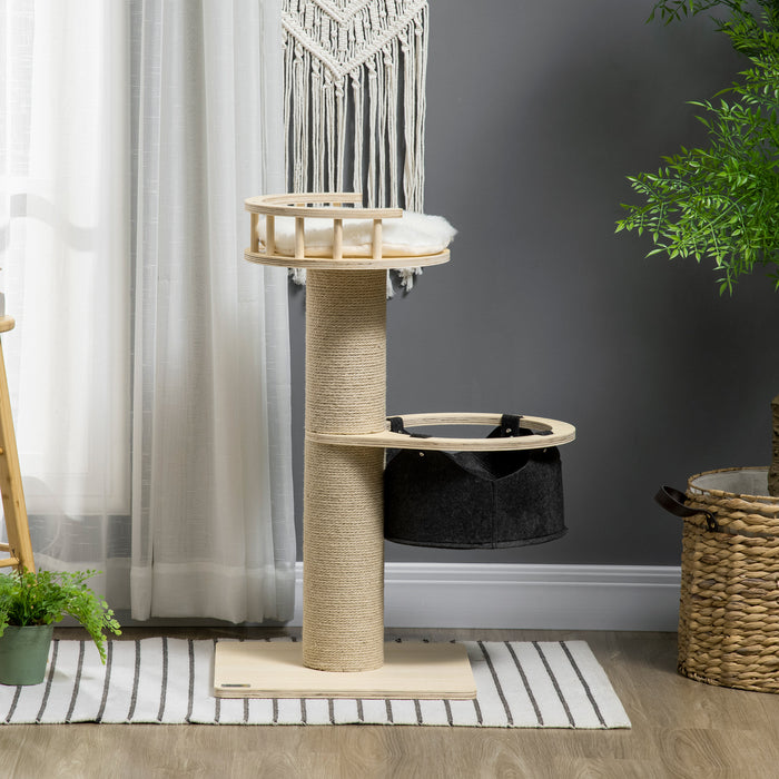 84cm Cozy Perch Cat Tree - Kitty Activity Center with Hammock, Cushioned Bed, and Jute Scratching Post - Ideal for Sleep and Play