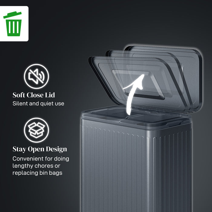 Dual 40L Kitchen Recycling & Waste Bin - Fingerprint-Proof Pedal Operation, Soft-Close Lid, Twin 20L Compartments - Ideal for Efficient Home Waste Management