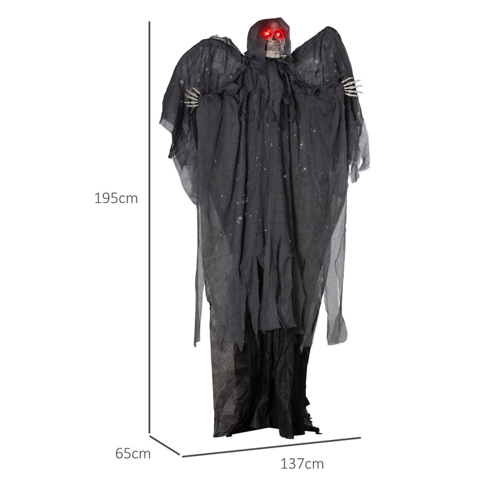 77" Winged Grim Reaper Animatronic - Outdoor Halloween Decoration with Sound Activation and Light Up Eyes - Spooky Prop for Haunted House Attractions