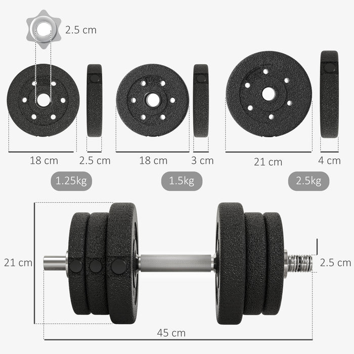 Adjustable 25KG Dumbbell Set - Home Office Gym Strength Training Hand Weights - Ideal for Fitness Enthusiasts & Body Lifting Workouts