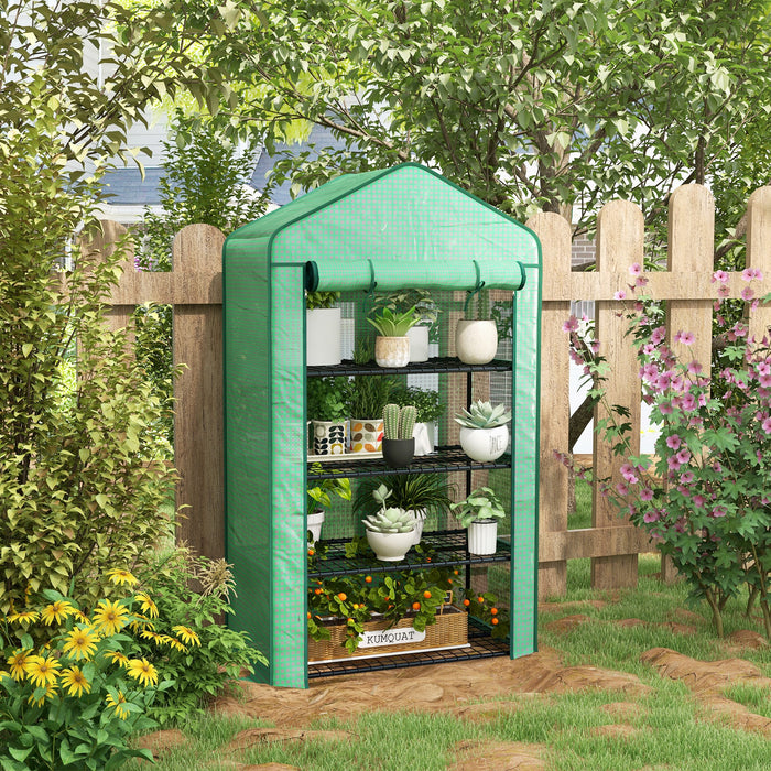 Four-Tier Mini Greenhouse - Sturdy Construction with Reinforced Plastic Cover - Ideal for Seedling Growth and Plant Protection