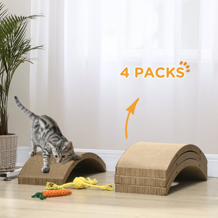 4PCs Scratch-Resistant Cat Mats - Durable 55x26cm Brown Scratcher Inserts - Ideal for Active Feline Fitness and Claw Health