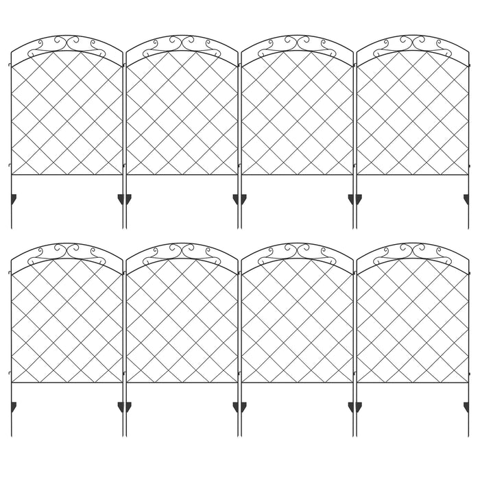 Rustproof Steel Garden Fencing Panels - 43in x 11.4ft Decorative Outdoor Picket Fence with Swirl Design - Flower Bed Border and Animal Barrier for Home Landscape Edging