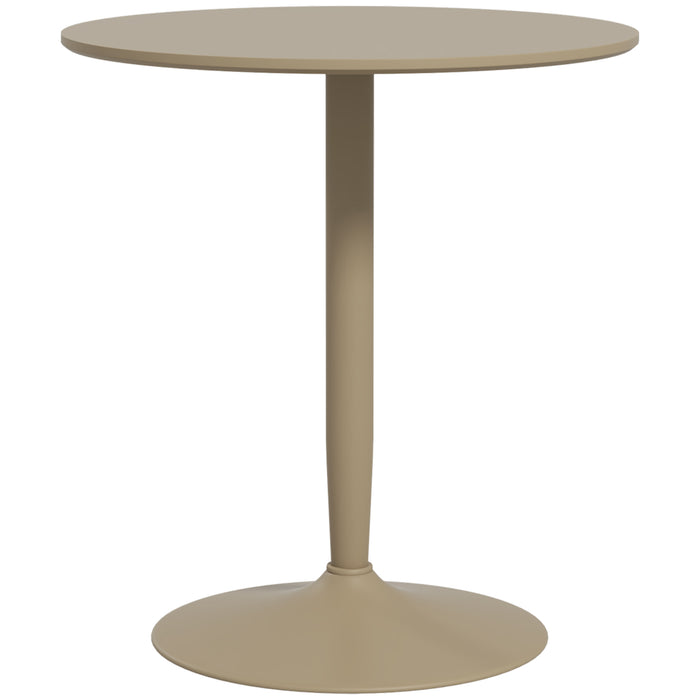 Aosom UK Modern Round Table - Steel-Based Elegant Dining Room Furniture with Non-slip Foot Pad - Spacesaver Light Brown Table for Intimate Meals