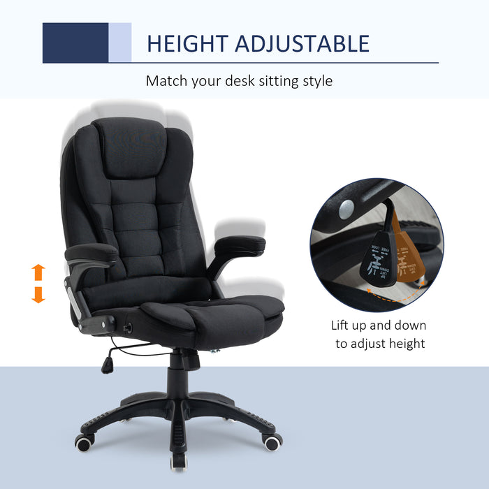 Ergonomic Desk Chair with Adjustable Height and Reclining Tilt - Comfortable Armrests and Lumbar Support - Ideal for Home Office and Long Working Hours